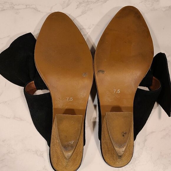 Jeffrey Campbell Cyrus Bow Black Suede Slip On Mule Heel Anthropologie | 7.5 - Picture 13 of 14